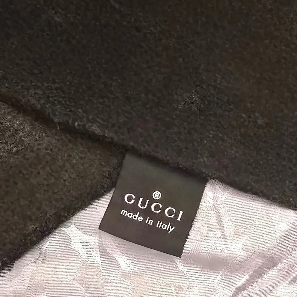 Gucci GG Monogram Throw Blanket Wool Cashmere Black Gray Italy 72x58 Box